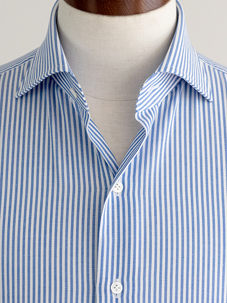 OM様オーダー専用 ドレスシャツ,スリムフィット,ブルーストライプ,オックス「ITAL STYLE