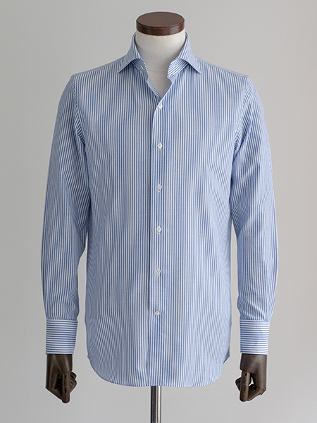 ドレスシャツ,スリムフィット,ブルーストライプ,オックス「ITAL STYLE