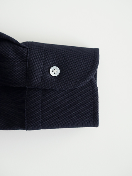 ドレスシャツ,スリムフィット,ネイビー無地,鹿の子「ITAL STYLE SHIRT