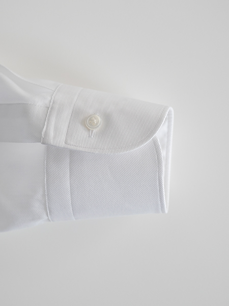 E様 シャツ 白 ドレスシャツ,スリムフィット,白無地,ツイル「ITAL STYLE SHIRT