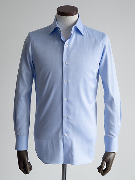 ドレスシャツ,スリムフィット,ブルー無地,ツイル「ITAL STYLE SHIRT