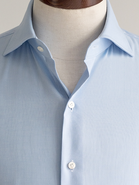 ドレスシャツ,スリムフィット,ブルー無地,オックス「ITAL STYLE