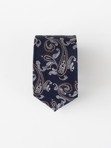 【ハンドメイドネクタイ】【ペイズリー】【NAVY】