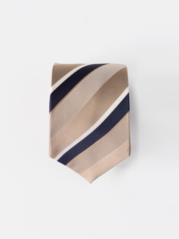 【ハンドメイドネクタイ】【ストライプ1954】【BEIGE】