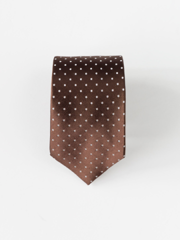 【ハンドメイドネクタイ】【ドット】【BROWN】